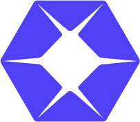 Purple hexagonal logo with white diamond-shaped center featuring geometric star pattern design suitable for corporate branding and digital applications